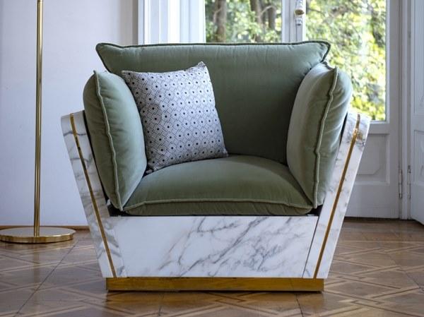 FranchiUmbertoMarmi Кресло из скульптурного мрамора с подлокотниками Mattis Hd032stabra - Вид №1