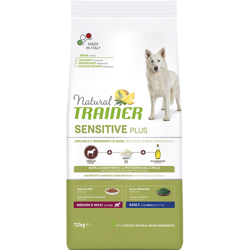 ПР0051127 Корм для собак TRAINER Nat.Sensitive Plus для средних и крупных пород конина сух. 12кг NATURAL TRAINER 
