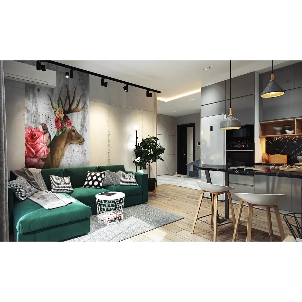 Фотообои 3D Flizart «Олень с розами», флизелиновые, 200x280 см FBRUSH STLM-2013232 - Вид №3