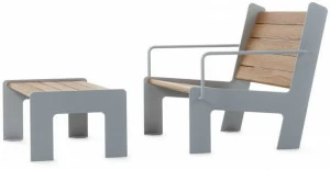 Nola Industrier Садовое кресло из стали и дерева с подставкой для ног Low/high U11-56/ u11-57