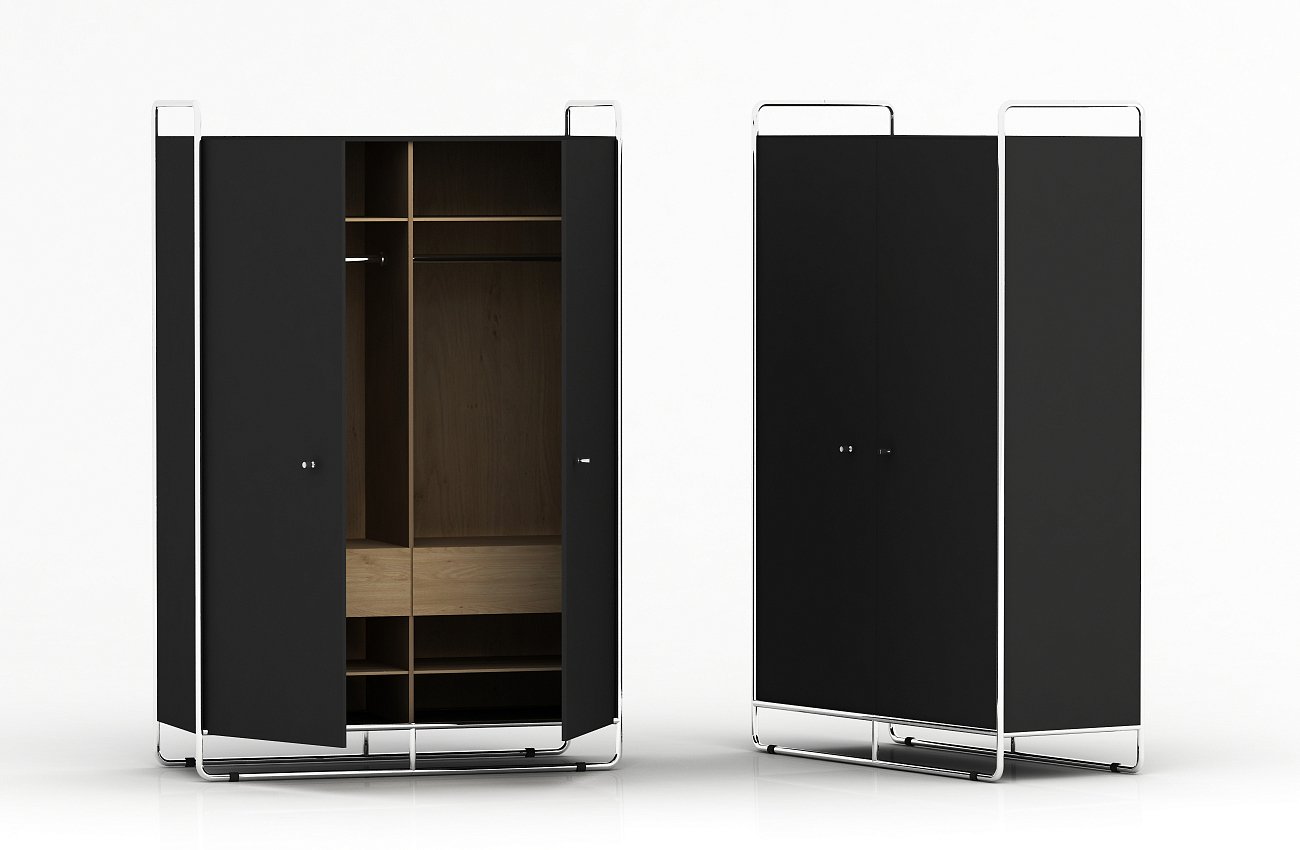 Шкаф двухдверный на металлических ножках светло-серый Bauhaus WOODI  00-3966114 Серый  - Вид №1