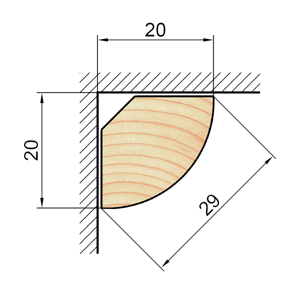 84688456 Раскладка фигурная деревянная сращенная РУ-20х20 20х20х1000 мм Сосна экстра STLM-0053714 АРЕЛАН  - Вид №1
