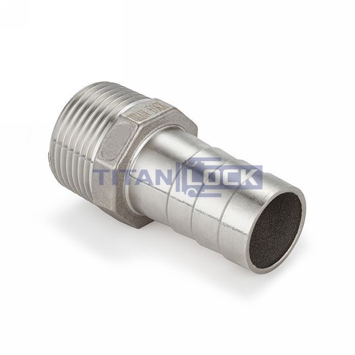Ниппель для шланга нержавеющий (AISI304) 3/4"x25мм, TL075HTM25 TITAN LOCK  - Вид №1