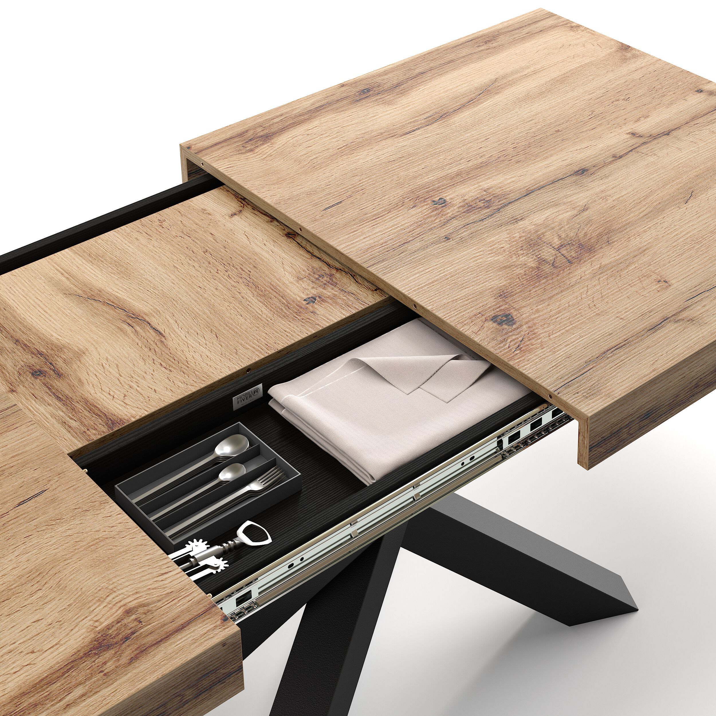 Прямоугольный выдвижной железный обеденный стол с облагороженной столешницей Mobili Fiver EMMA ARCH-00059547 - Вид №4