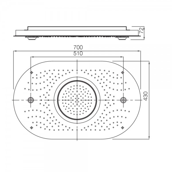 OSA-GLD-70023 Верхняя душевая лейка Rainjoy+ 704x434 мм Artize  Чистое золото  - Вид №1