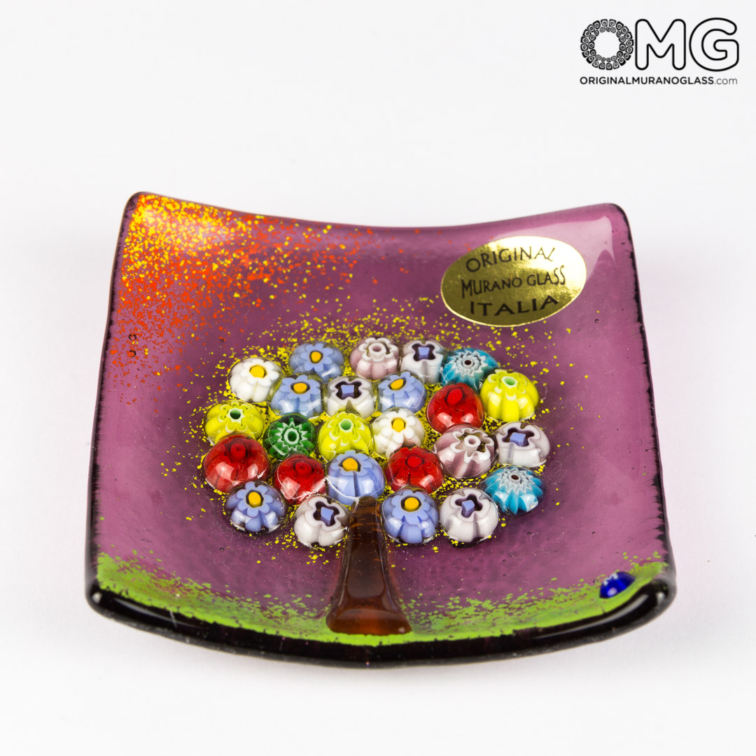 2755 ORIGINALMURANOGLASS Блюдце для мелочей - Древо Жизни - Original Murano Glass OMG 9 см  - Вид №1