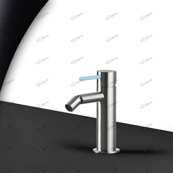 Смеситель для биде сталь матовая с голубой ручкой Toki Radomonte TKS4SCIL17