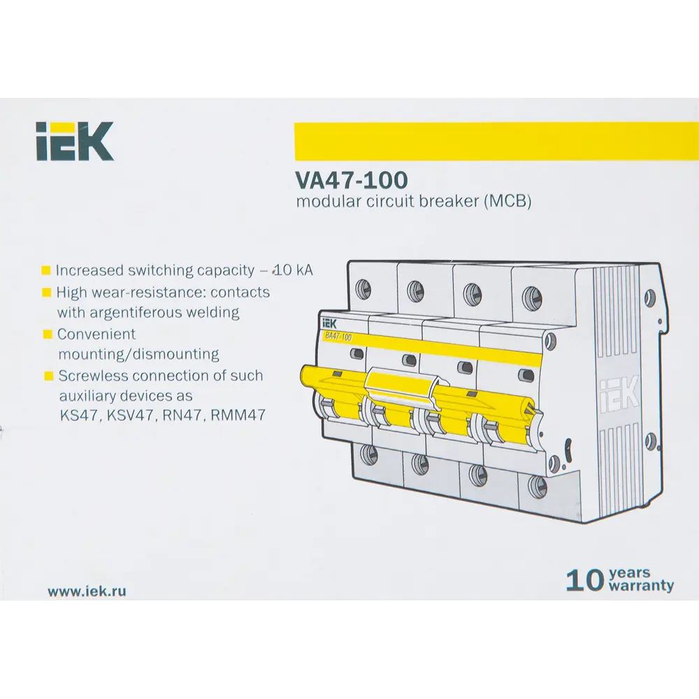 Автоматический выключатель IEK ВА47-100 4P N C100 А 10 кА STLM-2170454 - Вид №5