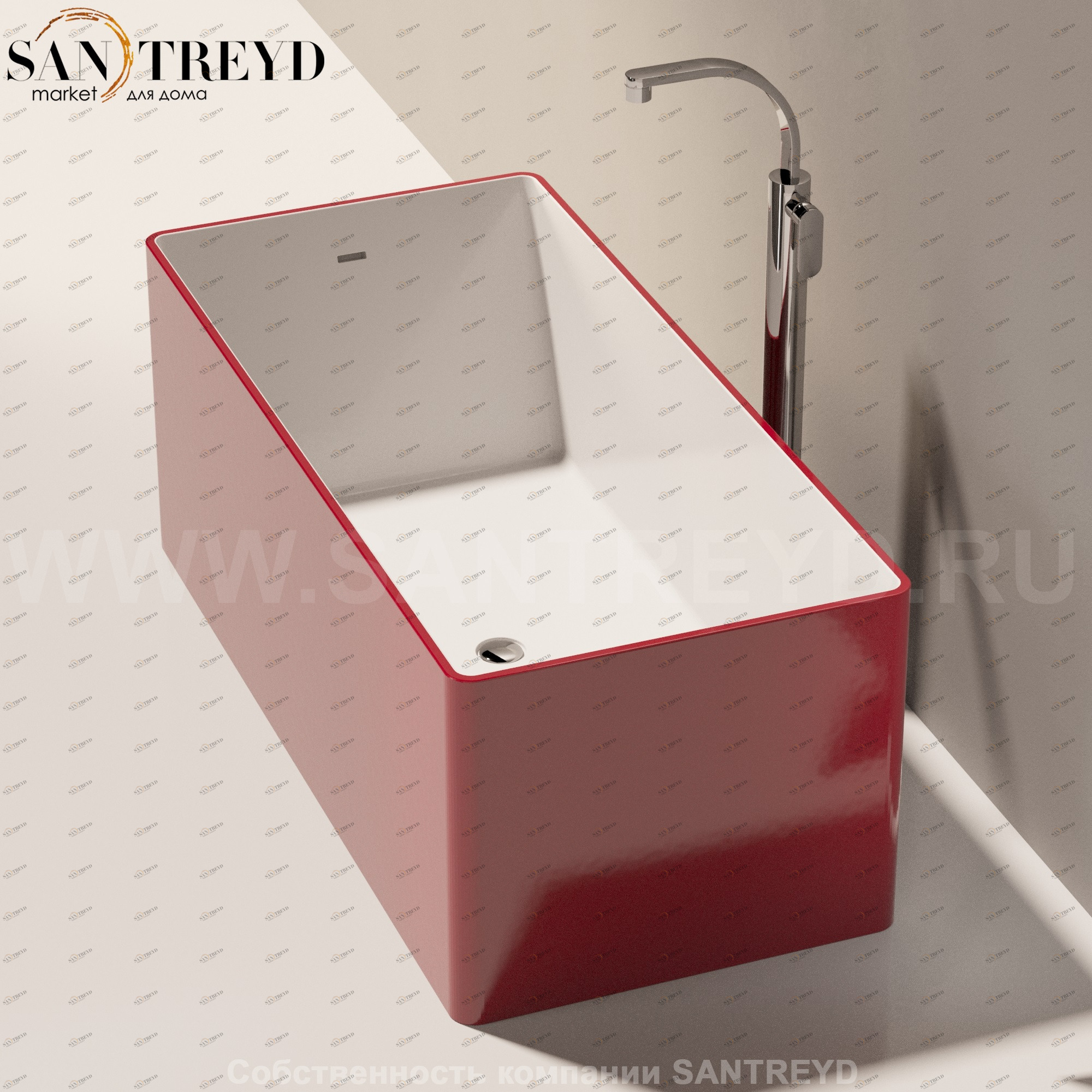 WASH BICOLOR Ванна свободностоящая 150 см красная MW150.BC.3011 Ceramica Flaminia 