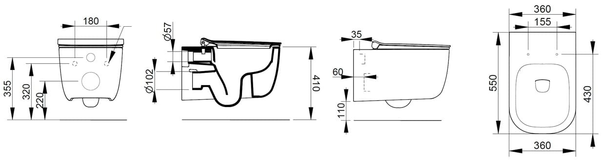 Керамический подвесной туалет без бриды Ceramica Dolomite мирт ARCH-00149380 - Вид №4