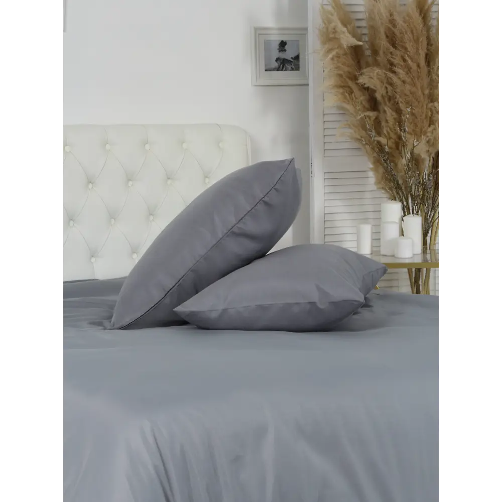 Santreyd: Комплект постельного белья евро из полисатина в сером цвете 87896559 STLM-1374743 - Вид №1