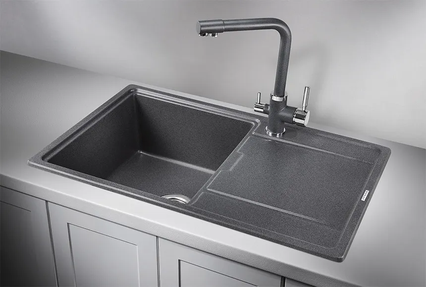7804, ГРАФИТ (ЧЁРНО-СЕРЫЙ), кухонная мойка, кварц GRANULA 7804-ST193