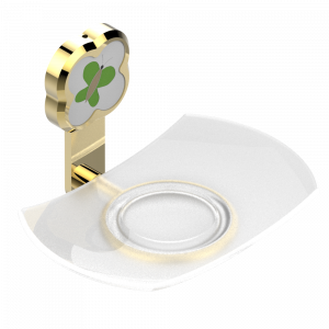 A7E-500 Мыльница стеклянная настенная Thg-paris Capucine зелёный с платиновым декором Золото