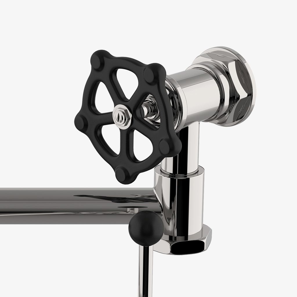 RGPF01 Настенный шарнирно-сочлененный наполнитель для горшка регулятора, черные колеса и ручки Waterworks  - Вид №1