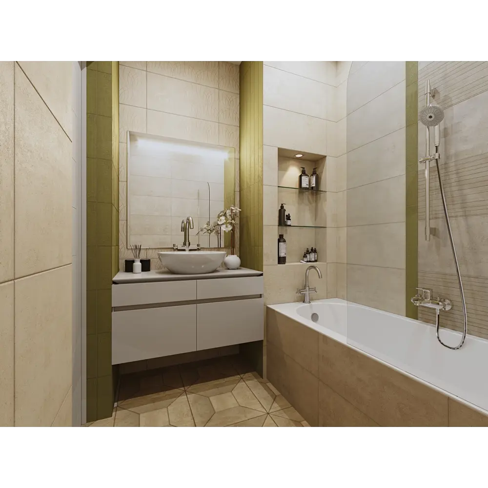 Керамогранит Teo 25x7.5 см 0.79 м2 цвет олива глянцевая BELANI STLM-2166703 - Вид №4