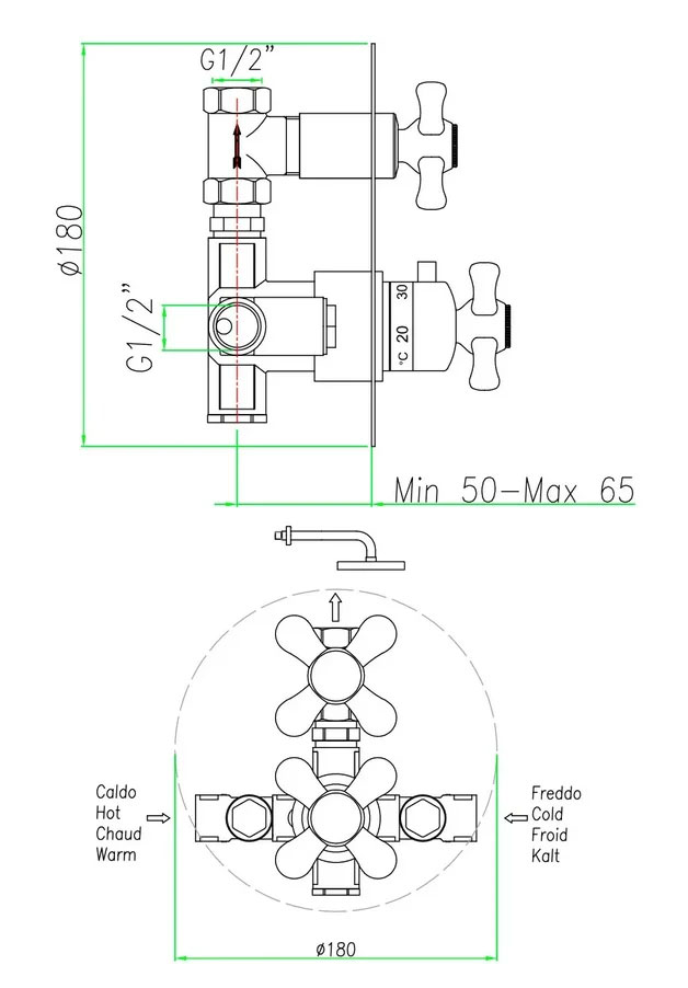 AM970901010 Смеситель для душа , золото Webert Armony - Вид №1