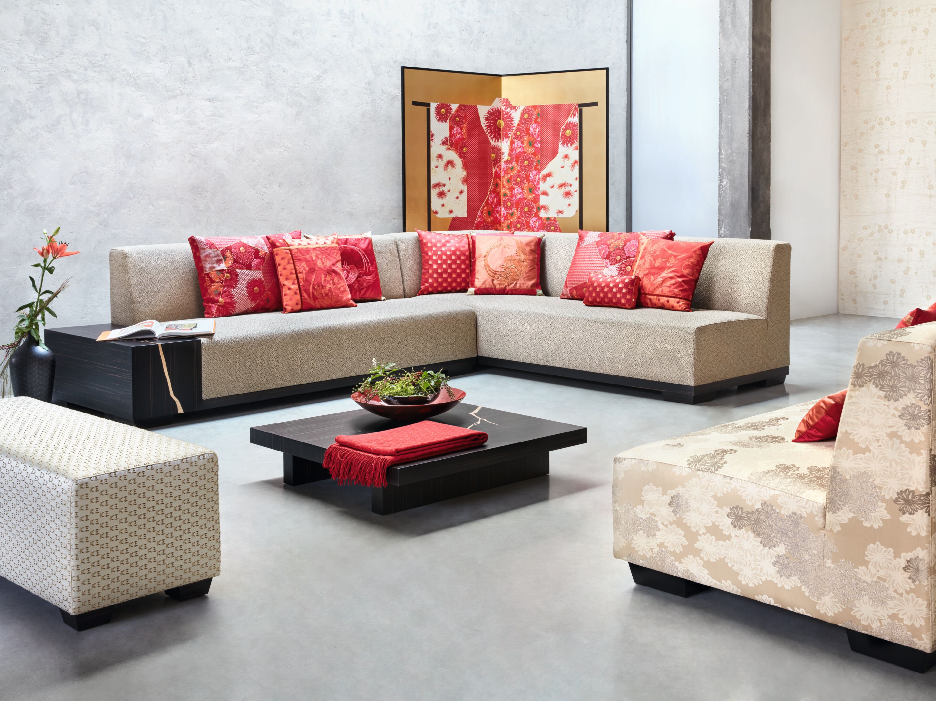 Прямоугольная подушка из ткани с цветочным рисунком K-3 Maiko ARCH-00060152 - Вид №2