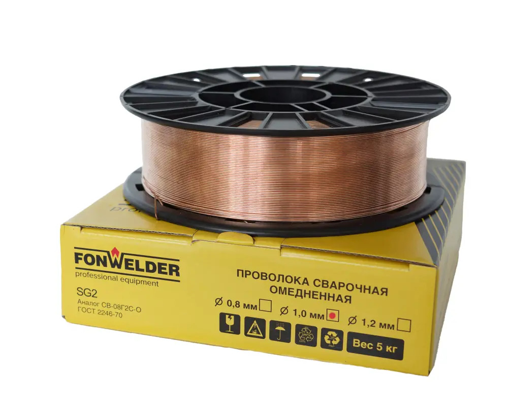 90829005 Проволока сварочная омедненная ER70S-6 Fonwelder 1 мм 5 кг STLM-0402226