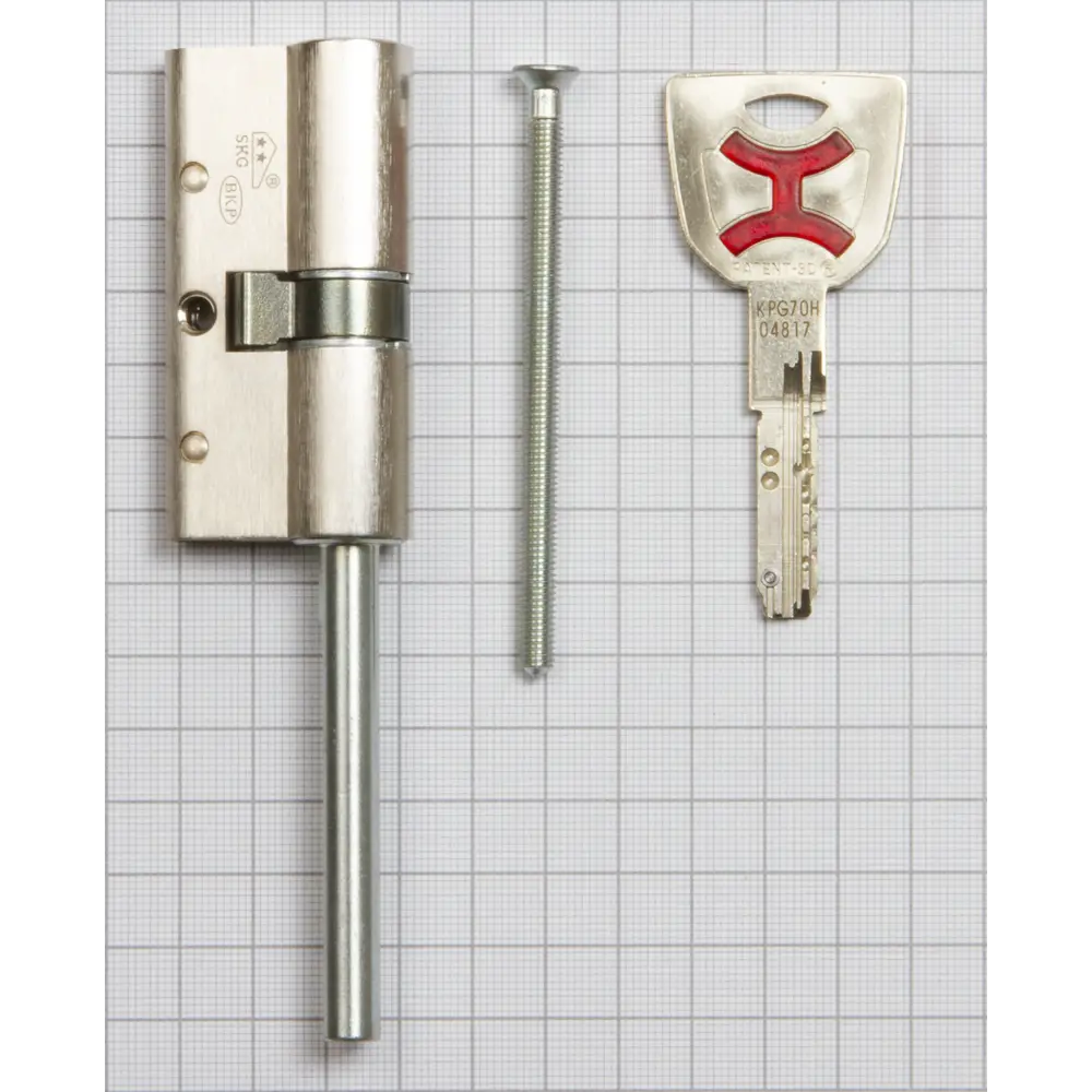 Цилиндр Cisa AP4S 0P3S7-87.12, 55x10x25 мм, ключ/шток, цвет никель, без вертушки STLM-2055447 - Вид №2