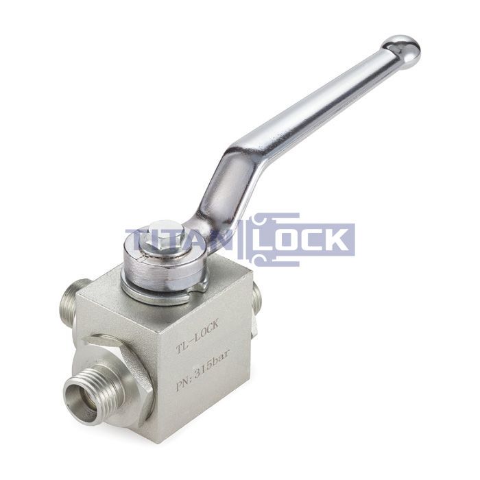 Гидравлический шаровый кран трехходовой, DN 25 (M36X2), типа НР, сталь, TLHYD3V1M TITAN LOCK  - Вид №1