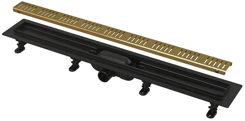 91518710 Трап для душа Alcaplast APZ10BLACK-Brass 750 мм горизонтальный выход Ø40 мм STLM-0810101