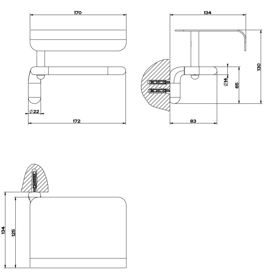Латунный держатель рулона с крышкой Gessi капля ARCH-00106970 - Вид №2