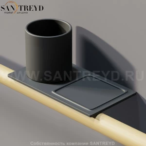 Agape DOT LINE Полка с мыльницей и стеклянным стаканом черная ADTL0471.N