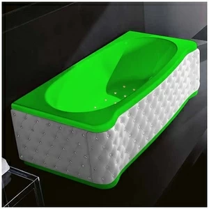 Ванна Gruppo treesse New Classic Young STA-V674C-DX-KBS-ZEZ зелёная с золотой фурнитурой с аэромассажем прямоугольная правая белая кожа кристаллы сваровски