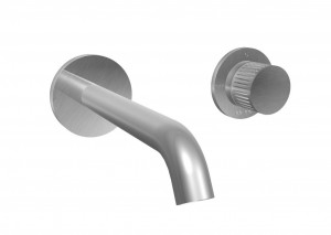 70539 / 0S Излив малый Ø21 Встраиваемый смеситель для раковины из матовой нержавеющей стали 316, высота 190 мм. носик и прогрессивный картридж. Bongio Time2020