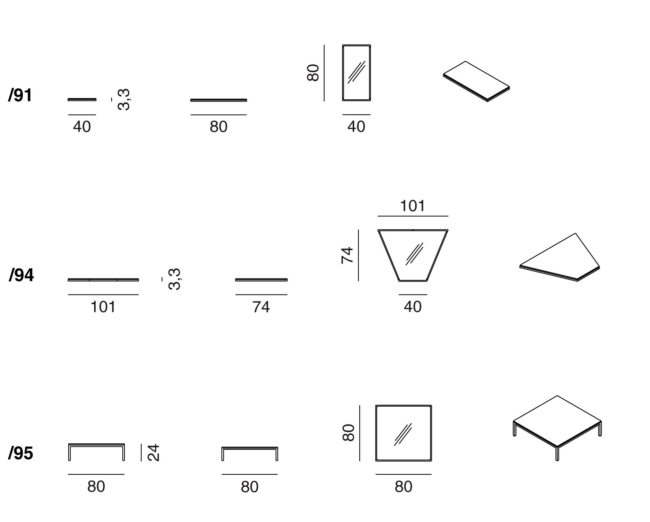 Журнальный столик с низким верхом из стали и стекла de Sede DS-160 ARCH-00080290 - Вид №2