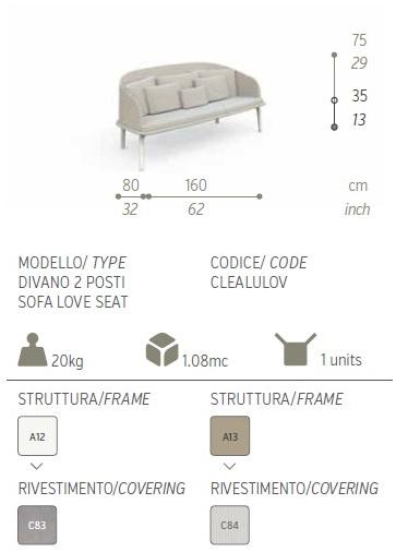 Talenti 2-местный тканевый садовый диван Cleo alu sun-id-1409257 - Вид №1