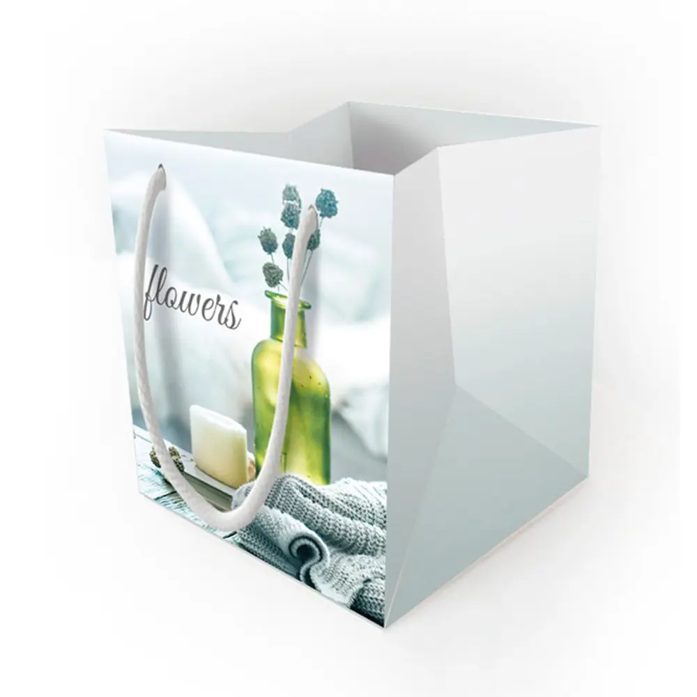 Пакет подарочный Симфония Сухоцветы 13x11x11 см цвет белый STLM-2092366