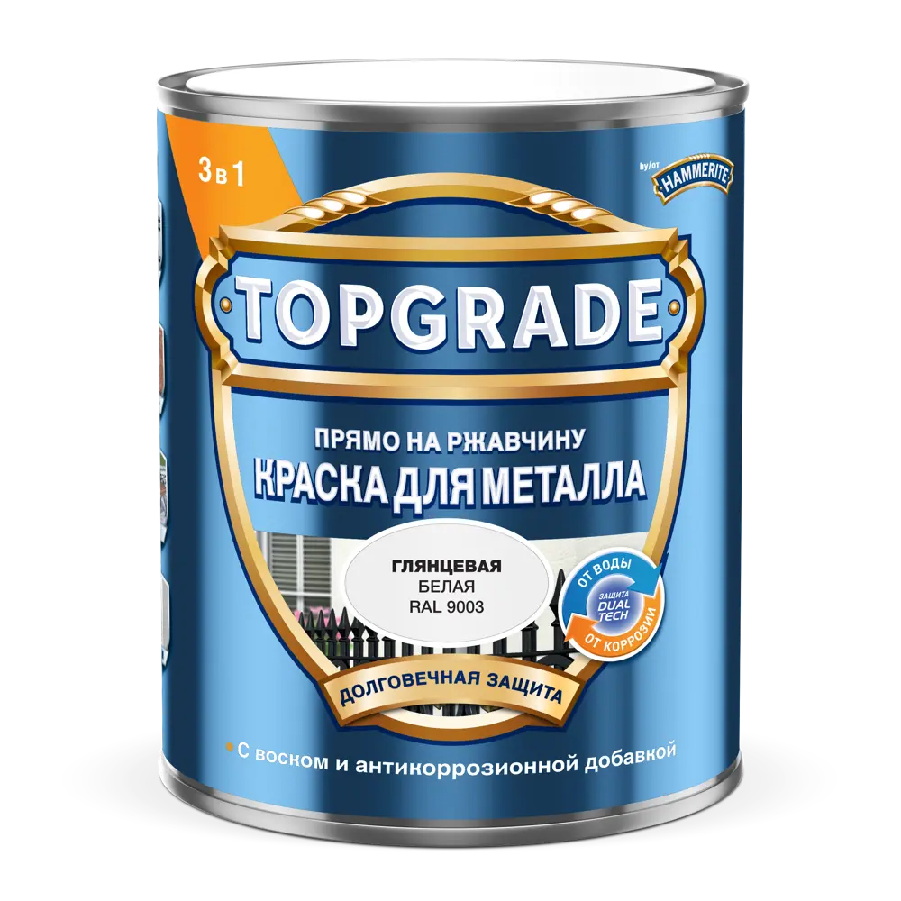 Грунт-эмаль по металлу 3 в 1 Topgrade гладкая цвет белый 0.75 л 89442711 STLM-2015433  - Вид №1