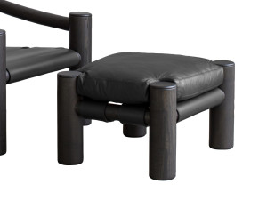 Подставка для ног из массива дерева и кожи