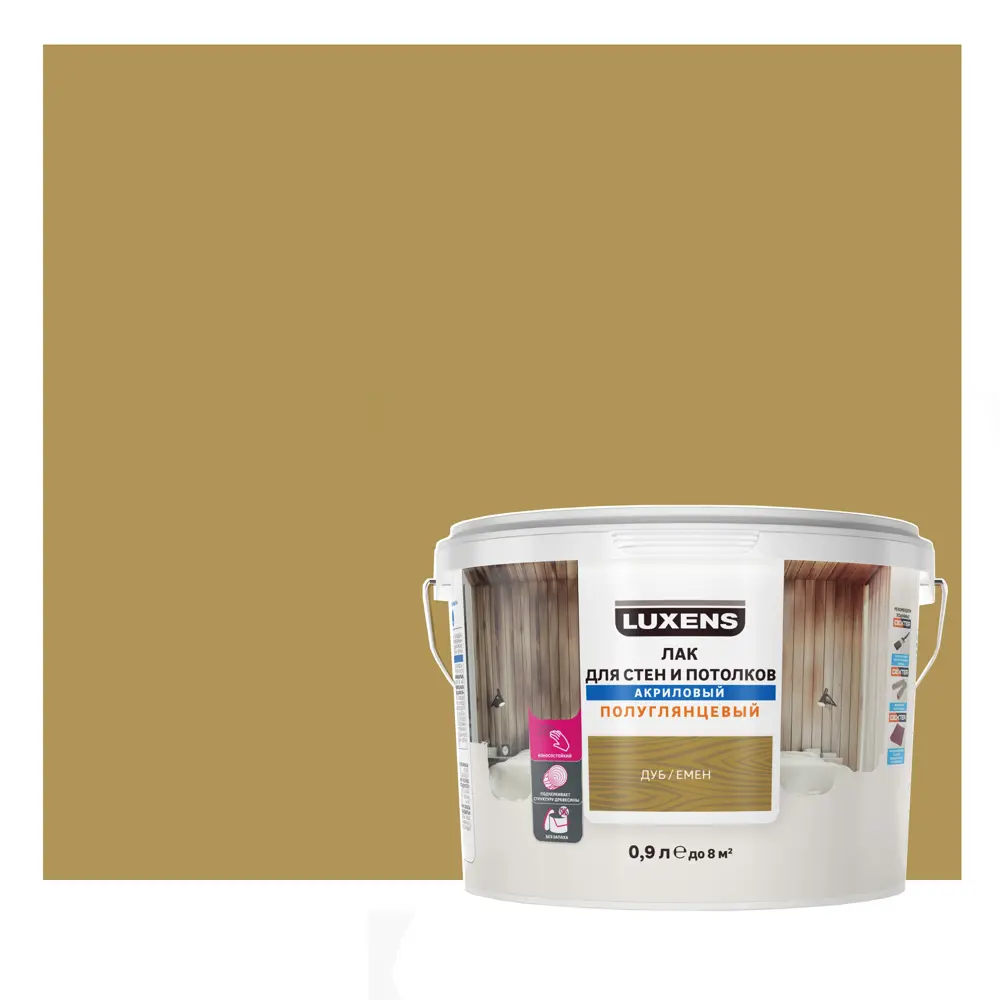LUXENS Акриловый лак для стен и потолков цвет дуб полуглянцевый 0.9 л 82607766 STLM-0031396