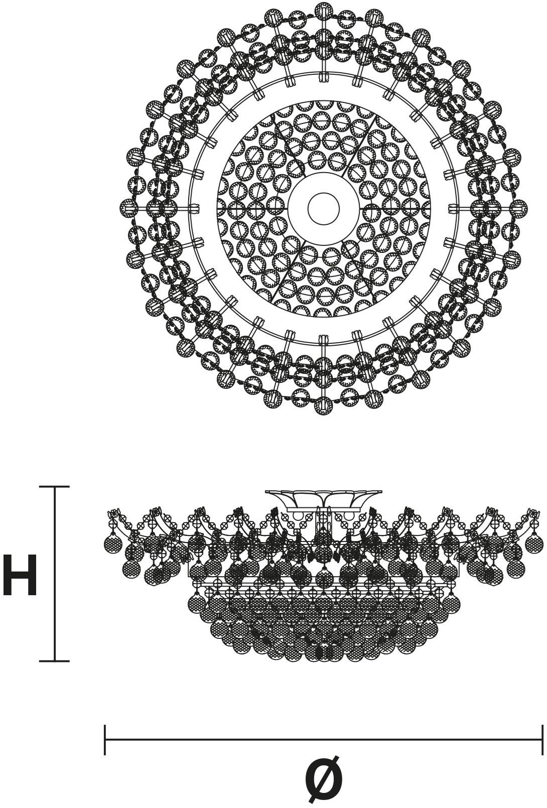 Masiero Потолочный светильник из металла с кристаллами swarovski® Maria teresa sun-id-1481510 - Вид №1