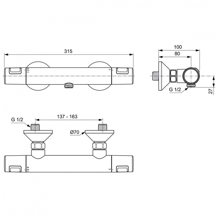 A7201AA Смеситель для душа Ideal Standard CERATHERM T25  - Вид №5