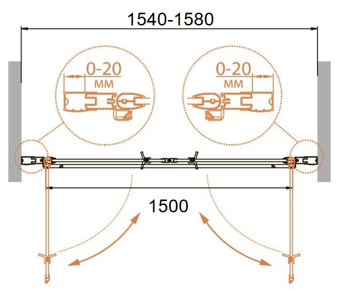 Душевая дверь в проем CEZARES RELAX-B-2-160-C-Bi - Вид №3