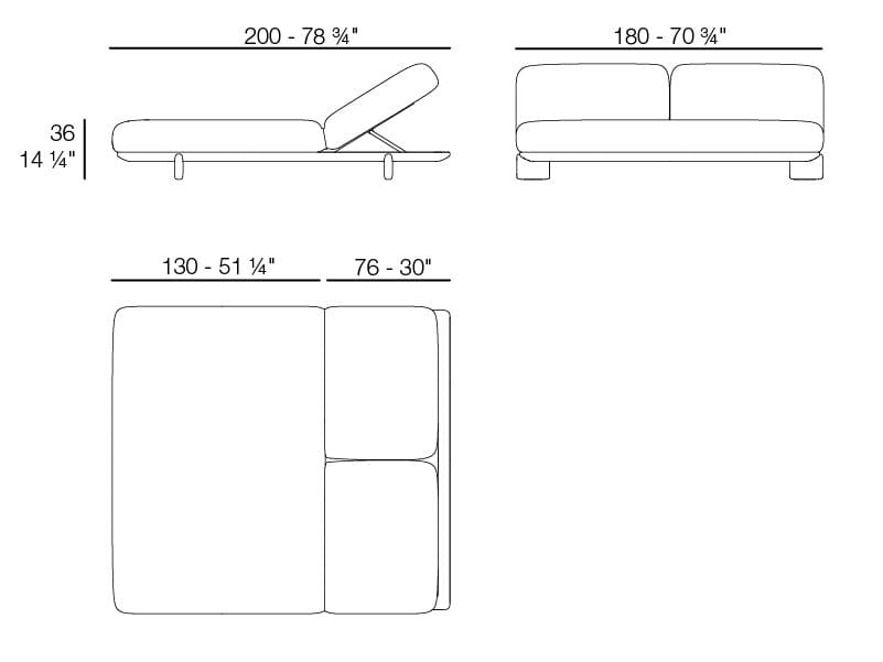 Садовая кровать с откидной спинкой из ткани Vondom Milos ARCH-00132069 - Вид №3