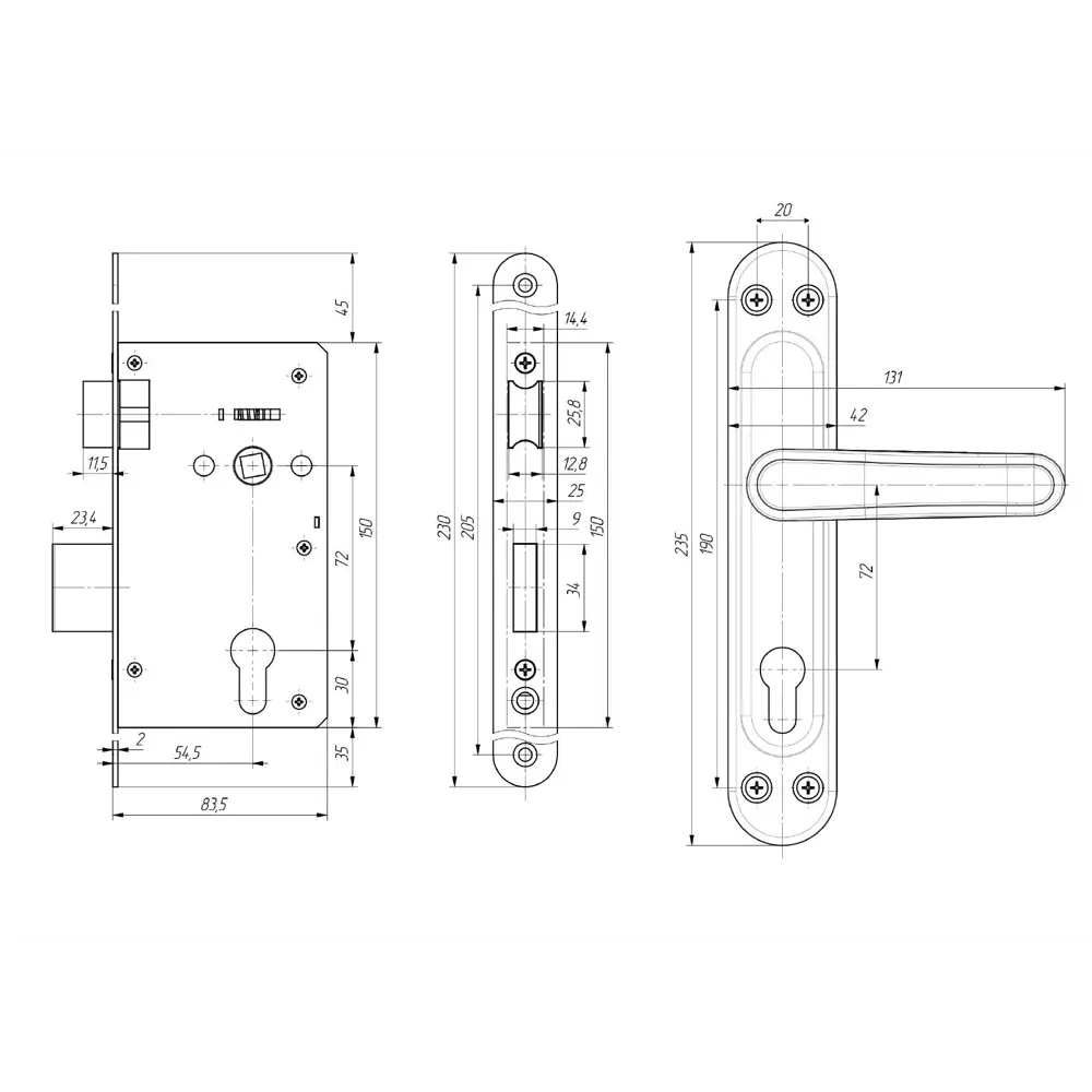 Замок врезной Зенит ЗВ4-72.03 с цилиндровым механизмом в медном исполнении 89057054 STLM-0896980 - Вид №7