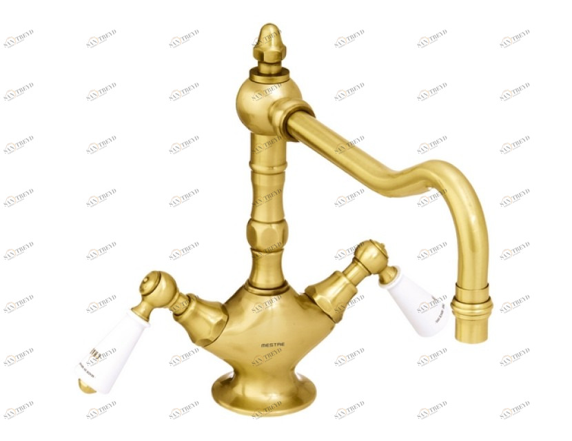 035030.M00.30 Смеситель для мойки с фарфором на одно отверстие Античная латунь Mestre RETRO