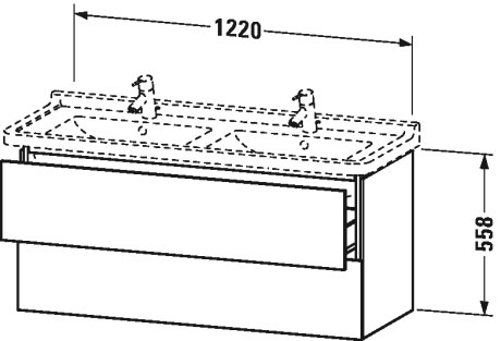 LC626707272 Тумбочка подвесная L-Cube #LC6267 1220 x 469 мм Дуб брашированный, натуральный шпон Duravit - Вид №1