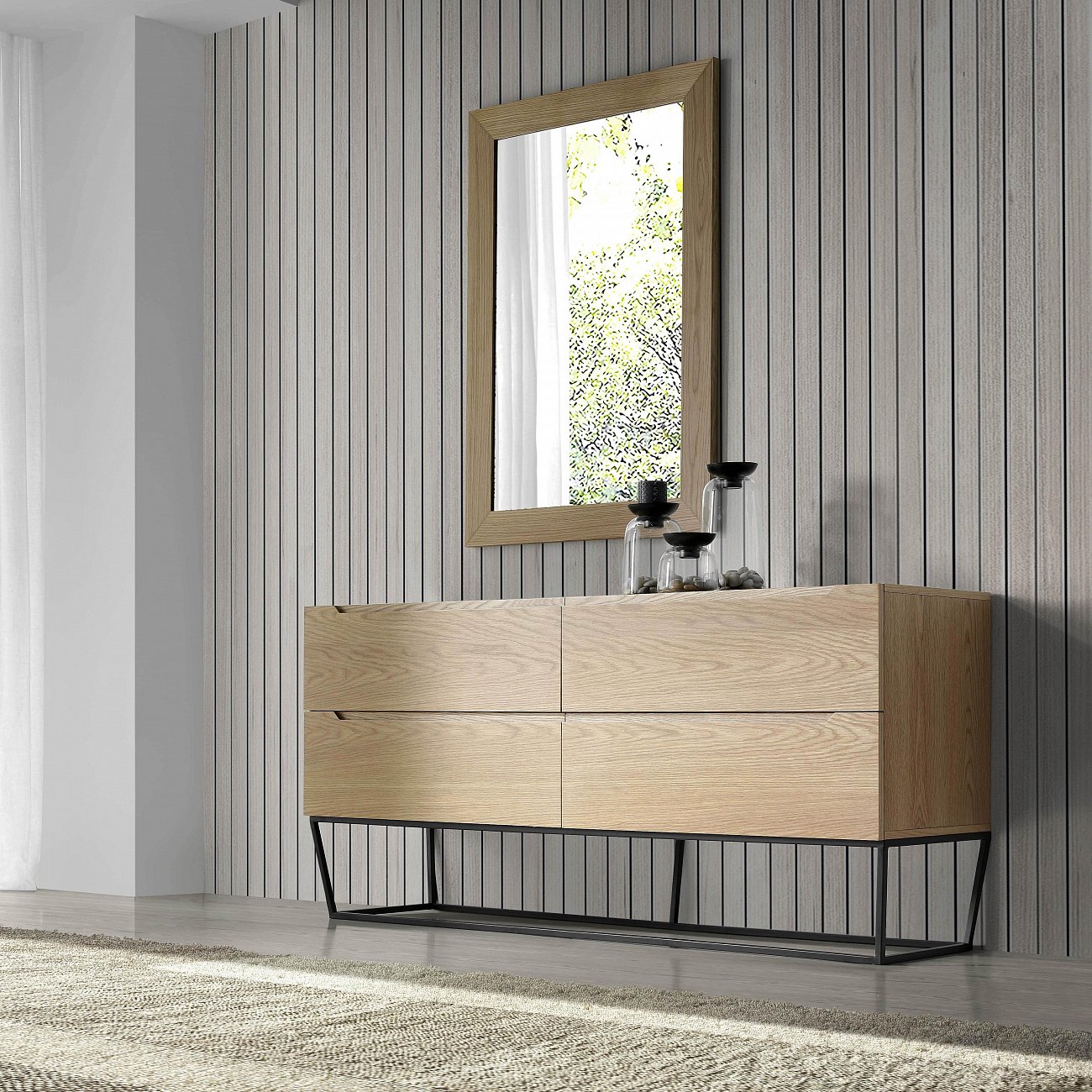 Зеркало прямоугольное настенное бежевое CPMR08-OAK от Angel Cerda ANGEL CERDA ДИЗАЙНЕРСКИЕ 241940 Бежевый  - Вид №1