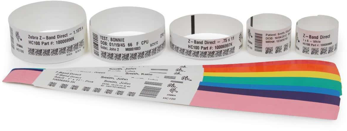 10005008 Wristband, polypropylene, 1x11in (25.4x279.4mm); dt, z-band direct, coated, permanent adhesive, 1in (25.4mm) core, 200/roll Zebra Santreyd  - Вид №1