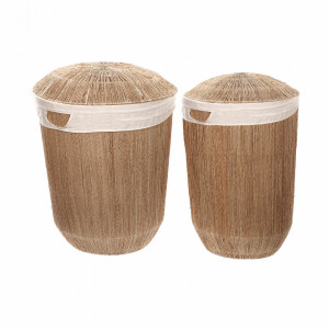 108729 Набор из 2 круглых корзин для белья из 100% джута с натуральной отделкой La Forma Estibalis