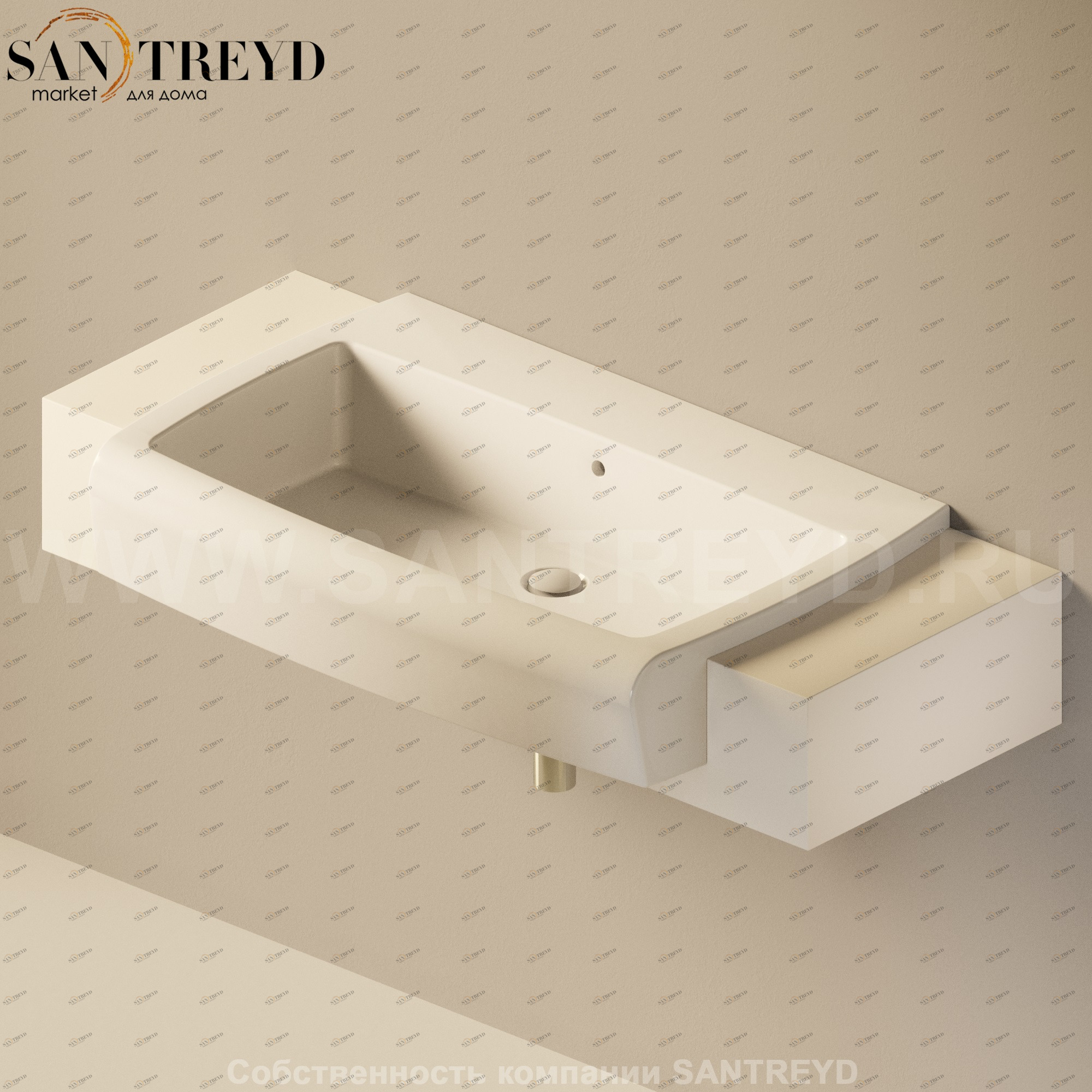 Flaminia UNA Консоль для раковины от 200 до 240 см бежевая UNA90M2.9003 Ceramica Flaminia UNA90M29003