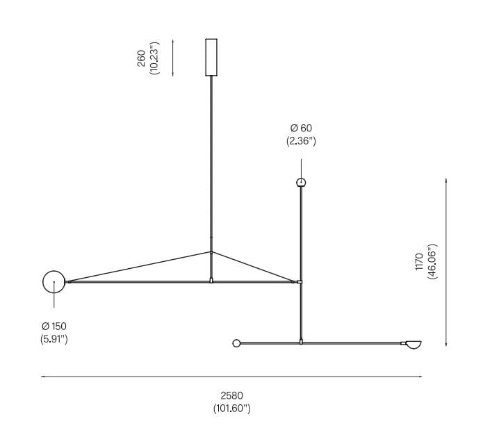 Латунный светодиодный подвесной светильник ручной работы Michael Anastassiades Mobile Chandeliers ARCH-00024555 - Вид №3