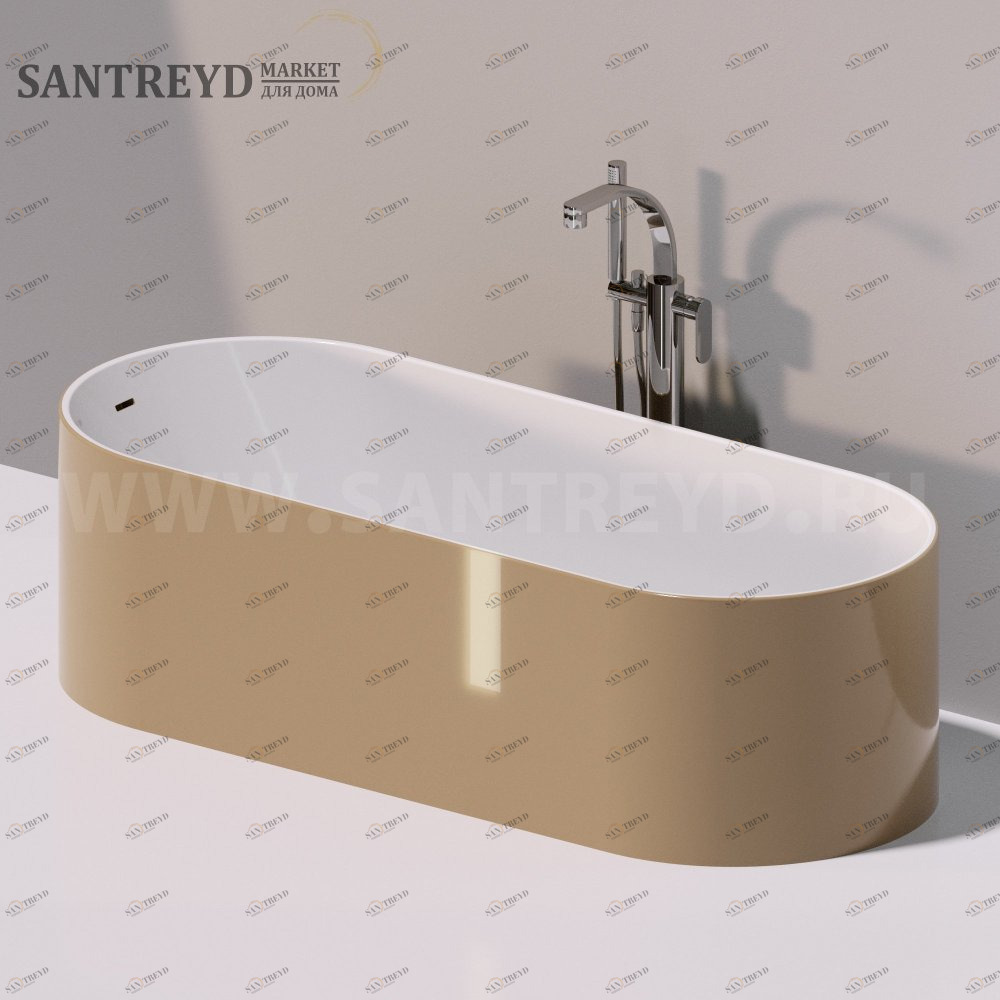 Ванна свободностоящая OVAL 170 см коричневая Ceramica Flaminia OV170BCSAND