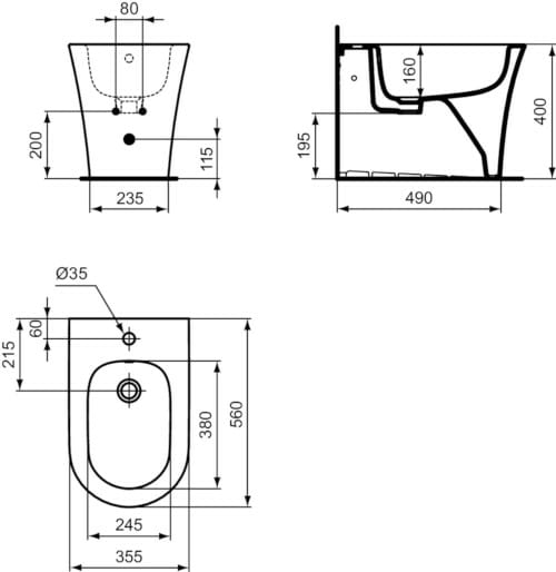 Керамическое напольное биде с переливом Ideal Standard La Dolce Vita ARCH-00021171 - Вид №3