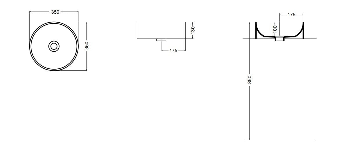 Круглая керамическая столешница для рук Axa Prisma Sink Bowl Normal ARCH-00088373 - Вид №2